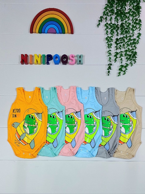 لباس کودک نی نی پوش مشهد (11) بادی رکابی زیر دکمه طرح دایناسور