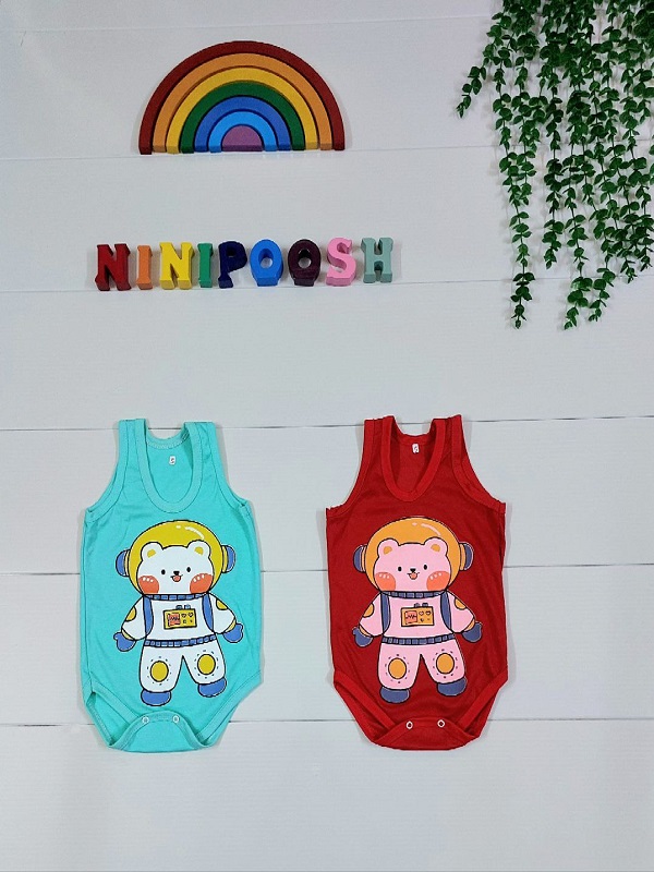 لباس کودک نی نی پوش مشهد (13) بادی رکابی زیر دکمه طرح آدم فضایی