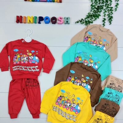 بلوز شلوار طرح قطار حیوانات جدید