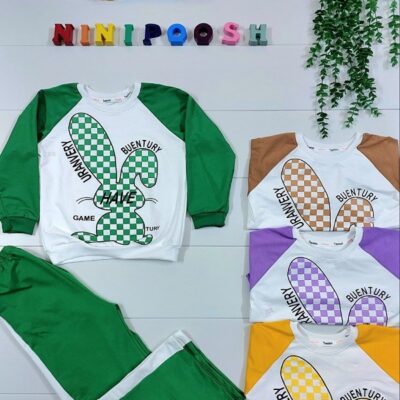 بلوز شلوار آستین رگلان طرح خرگوش گوچی