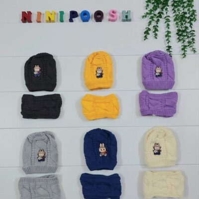 ست دو تیکه کلاه داخل خز، شال رینگی داخل خز