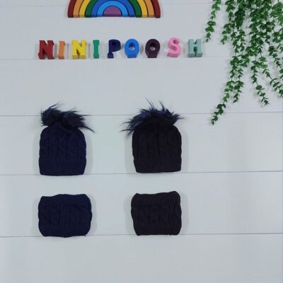 ست دو تیکه کلاه داخل خز ، شال رینگی داخل خز