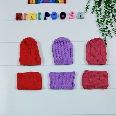 ست دو تیکه کلاه داخل خز، شال رینگی داخل خز