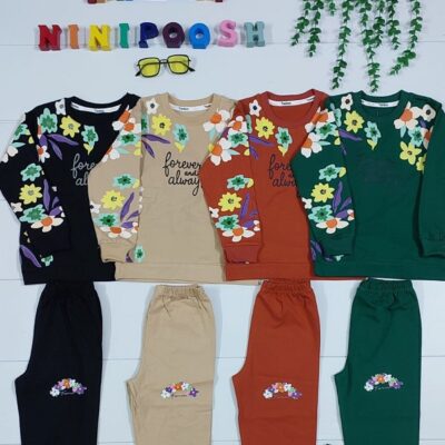 بلوز شلوار آستین چاپ طرح گل گلی