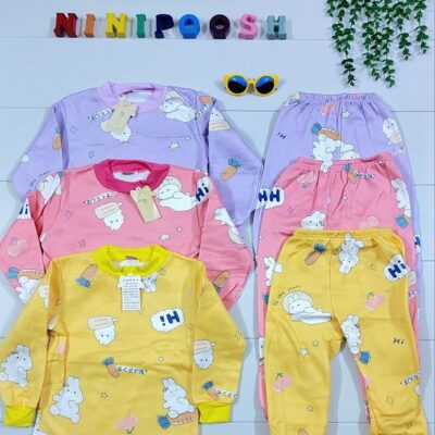 بلوز شلوار وارداتی توکرکی طرح خرگوش و هویج