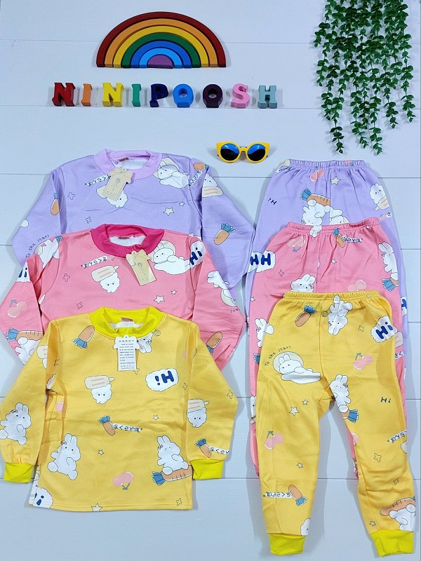 لباس کودک نی نی پوش مشهد (27) بلوز شلوار وارداتی توکرکی طرح خرگوش و هویج