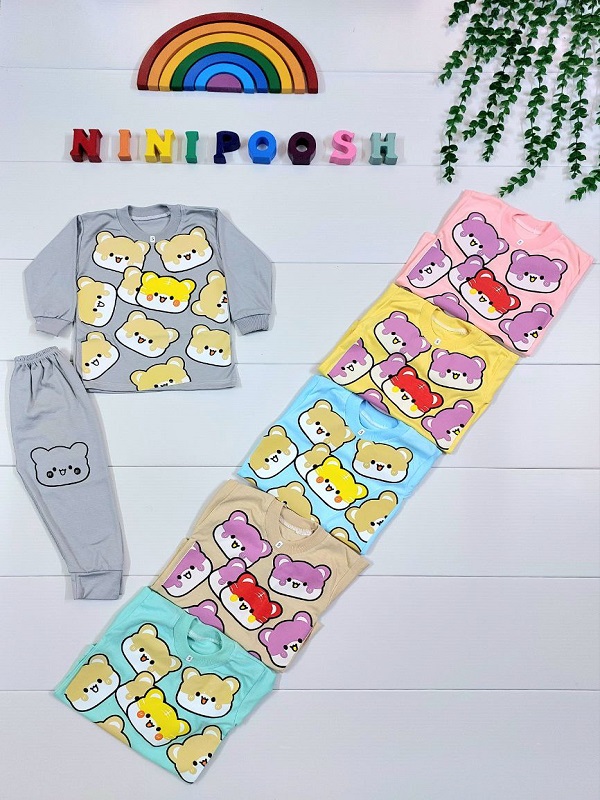 لباس کودک نی نی پوش مشهد (39) بلوز شلوار طرح خرس های بامزه