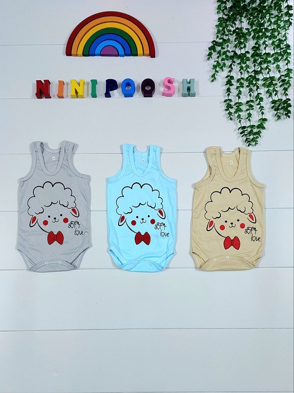 لباس کودک نی نی پوش مشهد (5) بادی رکابی زیر دکمه طرح مل مل