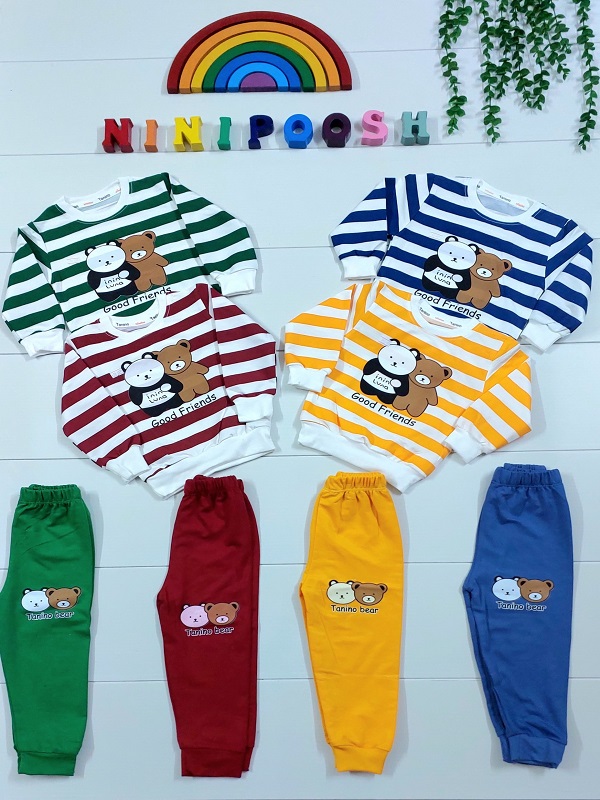 لباس بچگانه نی نی پوش مشهد (29) بلوز شلوار طرح خرس های کله فندقی