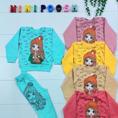 بلوز شلوار دختر کلاهدار