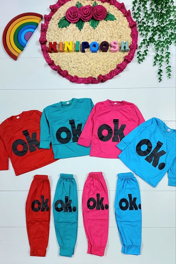 بلوز شلوار طرح OK سایز 35،40